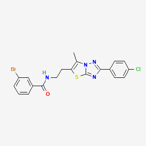 molecular formula C20H16BrClN4OS B11249816 3-bromo-N-(2-(2-(4-chlorophenyl)-6-methylthiazolo[3,2-b][1,2,4]triazol-5-yl)ethyl)benzamide 