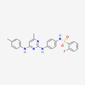 2-fluoro-N-(4-((4-methyl-6-(p-tolylamino)pyrimidin-2-yl)amino)phenyl)benzenesulfonamide