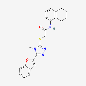 molecular formula C23H22N4O2S B11249882 2-{[5-(1-benzofuran-2-yl)-4-methyl-4H-1,2,4-triazol-3-yl]sulfanyl}-N-(5,6,7,8-tetrahydronaphthalen-1-yl)acetamide 