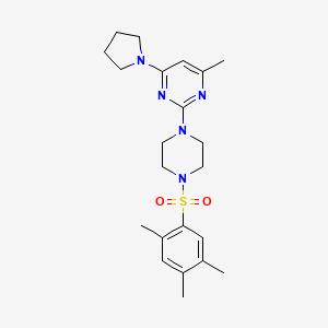 molecular formula C22H31N5O2S B11249885 4-Methyl-6-(pyrrolidin-1-YL)-2-[4-(2,4,5-trimethylbenzenesulfonyl)piperazin-1-YL]pyrimidine 