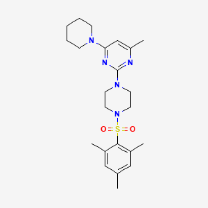 molecular formula C23H33N5O2S B11249888 2-(4-(Mesitylsulfonyl)piperazin-1-yl)-4-methyl-6-(piperidin-1-yl)pyrimidine 