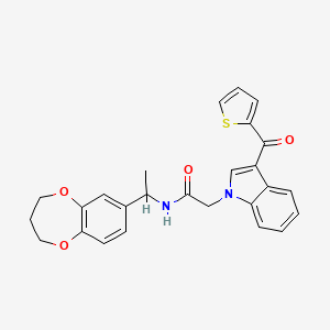 molecular formula C26H24N2O4S B11249912 N-[1-(3,4-dihydro-2H-1,5-benzodioxepin-7-yl)ethyl]-2-[3-(thiophen-2-ylcarbonyl)-1H-indol-1-yl]acetamide 