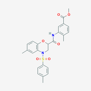 molecular formula C26H26N2O6S B11249915 methyl 4-methyl-3-[({6-methyl-4-[(4-methylphenyl)sulfonyl]-3,4-dihydro-2H-1,4-benzoxazin-2-yl}carbonyl)amino]benzoate 