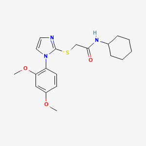 molecular formula C19H25N3O3S B11249946 N-cyclohexyl-2-((1-(2,4-dimethoxyphenyl)-1H-imidazol-2-yl)thio)acetamide 