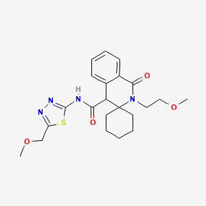 molecular formula C22H28N4O4S B11249953 2'-(2-methoxyethyl)-N-(5-(methoxymethyl)-1,3,4-thiadiazol-2-yl)-1'-oxo-2',4'-dihydro-1'H-spiro[cyclohexane-1,3'-isoquinoline]-4'-carboxamide 