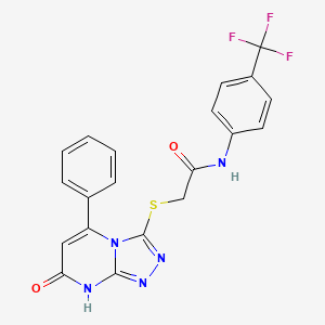 molecular formula C20H14F3N5O2S B11249985 2-((7-oxo-5-phenyl-7,8-dihydro-[1,2,4]triazolo[4,3-a]pyrimidin-3-yl)thio)-N-(4-(trifluoromethyl)phenyl)acetamide 