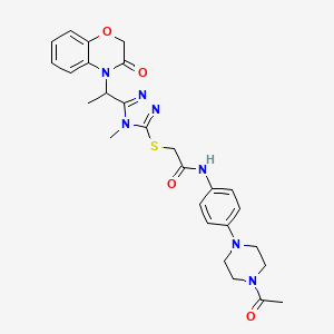 N-[4-(4-acetylpiperazin-1-yl)phenyl]-2-({4-methyl-5-[1-(3-oxo-2,3-dihydro-4H-1,4-benzoxazin-4-yl)ethyl]-4H-1,2,4-triazol-3-yl}sulfanyl)acetamide