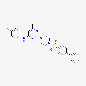 2-(4-([1,1'-biphenyl]-4-ylsulfonyl)piperazin-1-yl)-6-methyl-N-(p-tolyl)pyrimidin-4-amine