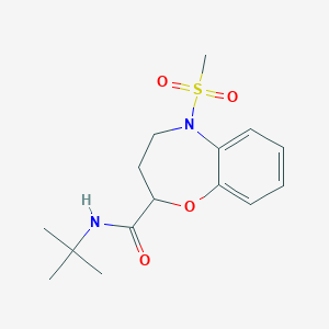 molecular formula C15H22N2O4S B11250052 N-tert-butyl-5-(methylsulfonyl)-2,3,4,5-tetrahydro-1,5-benzoxazepine-2-carboxamide 