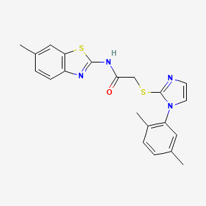 molecular formula C21H20N4OS2 B11250055 2-((1-(2,5-dimethylphenyl)-1H-imidazol-2-yl)thio)-N-(6-methylbenzo[d]thiazol-2-yl)acetamide 