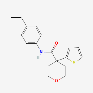 N-(4-ethylphenyl)-4-(thiophen-2-yl)tetrahydro-2H-pyran-4-carboxamide