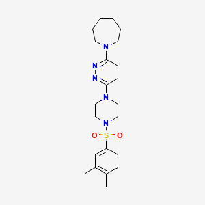 molecular formula C22H31N5O2S B11250077 1-(6-(4-((3,4-Dimethylphenyl)sulfonyl)piperazin-1-yl)pyridazin-3-yl)azepane 