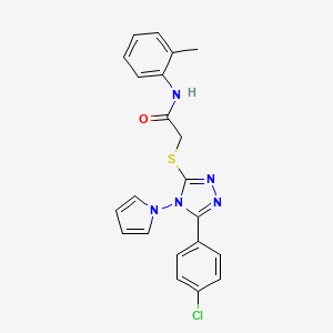 2-{[5-(4-chlorophenyl)-4-(1H-pyrrol-1-yl)-4H-1,2,4-triazol-3-yl]sulfanyl}-N-(2-methylphenyl)acetamide