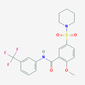 molecular formula C20H21F3N2O4S B11250085 2-methoxy-5-(piperidin-1-ylsulfonyl)-N-[3-(trifluoromethyl)phenyl]benzamide 