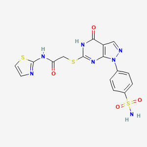 2-((4-oxo-1-(4-sulfamoylphenyl)-4,5-dihydro-1H-pyrazolo[3,4-d]pyrimidin-6-yl)thio)-N-(thiazol-2-yl)acetamide