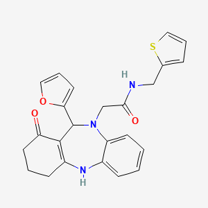 molecular formula C24H23N3O3S B11250114 2-[11-(furan-2-yl)-1-oxo-1,2,3,4,5,11-hexahydro-10H-dibenzo[b,e][1,4]diazepin-10-yl]-N-(thiophen-2-ylmethyl)acetamide 