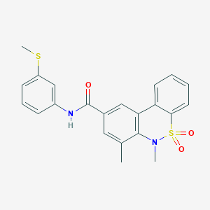 molecular formula C22H20N2O3S2 B11250127 6,7-dimethyl-N-[3-(methylsulfanyl)phenyl]-6H-dibenzo[c,e][1,2]thiazine-9-carboxamide 5,5-dioxide 