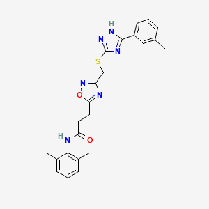 3-[3-({[5-(3-methylphenyl)-4H-1,2,4-triazol-3-yl]sulfanyl}methyl)-1,2,4-oxadiazol-5-yl]-N-(2,4,6-trimethylphenyl)propanamide