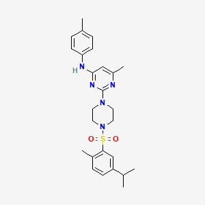 6-methyl-2-{4-[2-methyl-5-(propan-2-yl)benzenesulfonyl]piperazin-1-yl}-N-(4-methylphenyl)pyrimidin-4-amine