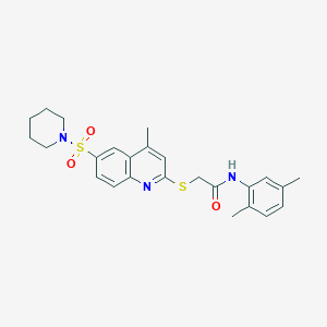 N-(2,5-Dimethylphenyl)-2-{[4-methyl-6-(piperidine-1-sulfonyl)quinolin-2-YL]sulfanyl}acetamide