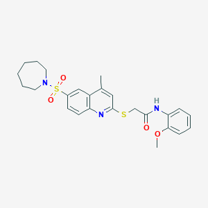 molecular formula C25H29N3O4S2 B11250184 2-{[6-(Azepane-1-sulfonyl)-4-methylquinolin-2-YL]sulfanyl}-N-(2-methoxyphenyl)acetamide 