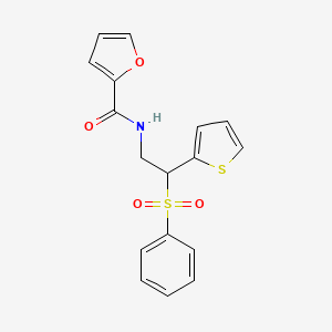 molecular formula C17H15NO4S2 B11250199 N-(2-(phenylsulfonyl)-2-(thiophen-2-yl)ethyl)furan-2-carboxamide 