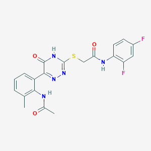 2-({6-[2-(acetylamino)-3-methylphenyl]-5-oxo-2,5-dihydro-1,2,4-triazin-3-yl}sulfanyl)-N-(2,4-difluorophenyl)acetamide