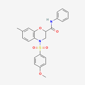 4-[(4-methoxyphenyl)sulfonyl]-7-methyl-N-phenyl-3,4-dihydro-2H-1,4-benzoxazine-2-carboxamide