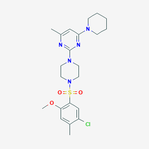 molecular formula C22H30ClN5O3S B11250287 2-[4-(5-Chloro-2-methoxy-4-methylbenzenesulfonyl)piperazin-1-YL]-4-methyl-6-(piperidin-1-YL)pyrimidine 