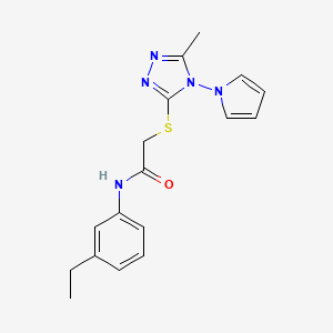 molecular formula C17H19N5OS B11250327 N-(3-ethylphenyl)-2-{[5-methyl-4-(1H-pyrrol-1-yl)-4H-1,2,4-triazol-3-yl]sulfanyl}acetamide 