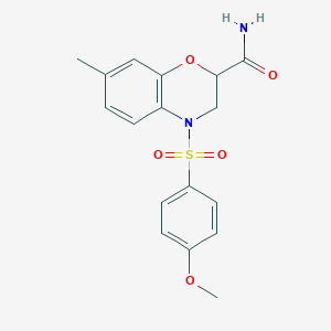 4-[(4-methoxyphenyl)sulfonyl]-7-methyl-3,4-dihydro-2H-1,4-benzoxazine-2-carboxamide