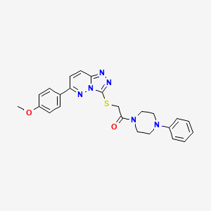 molecular formula C24H24N6O2S B11250377 2-((6-(4-Methoxyphenyl)-[1,2,4]triazolo[4,3-b]pyridazin-3-yl)thio)-1-(4-phenylpiperazin-1-yl)ethanone 