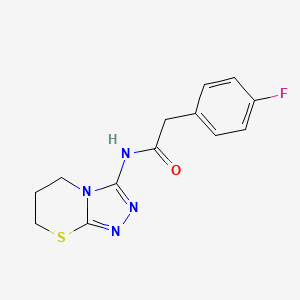 molecular formula C13H13FN4OS B11250388 2-(4-Fluorophenyl)-N-{5H,6H,7H-[1,2,4]triazolo[3,4-B][1,3]thiazin-3-YL}acetamide 