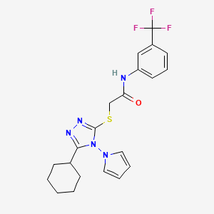 2-{[5-cyclohexyl-4-(1H-pyrrol-1-yl)-4H-1,2,4-triazol-3-yl]sulfanyl}-N-[3-(trifluoromethyl)phenyl]acetamide