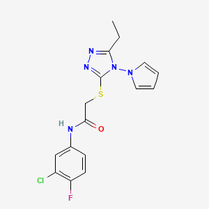 N-(3-chloro-4-fluorophenyl)-2-{[5-ethyl-4-(1H-pyrrol-1-yl)-4H-1,2,4-triazol-3-yl]sulfanyl}acetamide