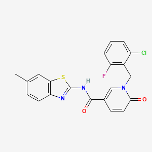 molecular formula C21H15ClFN3O2S B11250529 1-(2-chloro-6-fluorobenzyl)-N-(6-methylbenzo[d]thiazol-2-yl)-6-oxo-1,6-dihydropyridine-3-carboxamide 