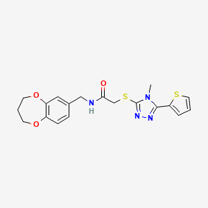 N-(3,4-dihydro-2H-1,5-benzodioxepin-7-ylmethyl)-2-{[4-methyl-5-(thiophen-2-yl)-4H-1,2,4-triazol-3-yl]sulfanyl}acetamide