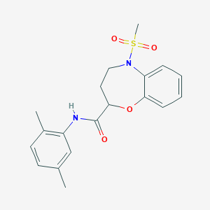 molecular formula C19H22N2O4S B11250551 N-(2,5-dimethylphenyl)-5-(methylsulfonyl)-2,3,4,5-tetrahydro-1,5-benzoxazepine-2-carboxamide 