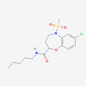 molecular formula C16H23ClN2O4S B11250573 7-chloro-5-(methylsulfonyl)-N-pentyl-2,3,4,5-tetrahydro-1,5-benzoxazepine-2-carboxamide 