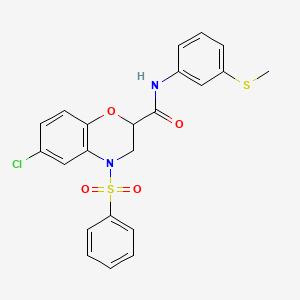 6-chloro-N-[3-(methylsulfanyl)phenyl]-4-(phenylsulfonyl)-3,4-dihydro-2H-1,4-benzoxazine-2-carboxamide