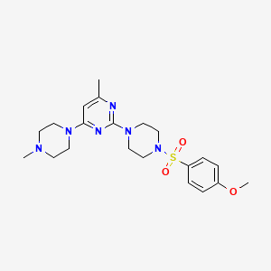 molecular formula C21H30N6O3S B11250582 2-[4-(4-Methoxybenzenesulfonyl)piperazin-1-YL]-4-methyl-6-(4-methylpiperazin-1-YL)pyrimidine 