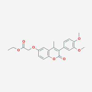 molecular formula C22H22O7 B11250616 ethyl {[3-(3,4-dimethoxyphenyl)-4-methyl-2-oxo-2H-chromen-6-yl]oxy}acetate 