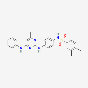 molecular formula C25H25N5O2S B11250628 3,4-dimethyl-N-(4-((4-methyl-6-(phenylamino)pyrimidin-2-yl)amino)phenyl)benzenesulfonamide 