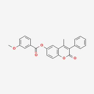 molecular formula C24H18O5 B11250641 4-methyl-2-oxo-3-phenyl-2H-chromen-6-yl 3-methoxybenzoate 