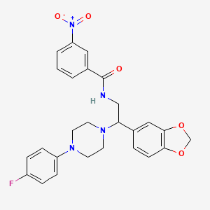 molecular formula C26H25FN4O5 B11250647 N-(2-(benzo[d][1,3]dioxol-5-yl)-2-(4-(4-fluorophenyl)piperazin-1-yl)ethyl)-3-nitrobenzamide 