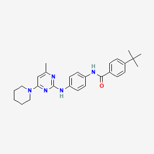 molecular formula C27H33N5O B11250655 4-(tert-butyl)-N-(4-((4-methyl-6-(piperidin-1-yl)pyrimidin-2-yl)amino)phenyl)benzamide 