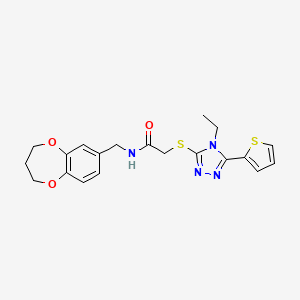 N-(3,4-dihydro-2H-1,5-benzodioxepin-7-ylmethyl)-2-{[4-ethyl-5-(thiophen-2-yl)-4H-1,2,4-triazol-3-yl]sulfanyl}acetamide