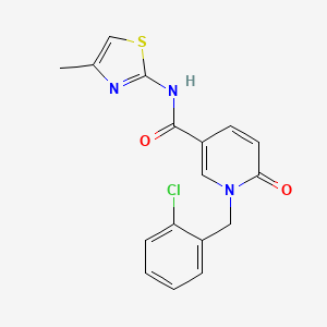 molecular formula C17H14ClN3O2S B11250693 1-(2-chlorobenzyl)-N-(4-methylthiazol-2-yl)-6-oxo-1,6-dihydropyridine-3-carboxamide 