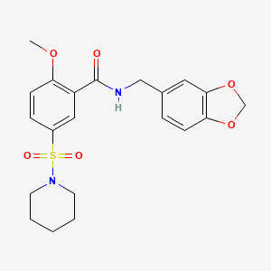 N-(1,3-benzodioxol-5-ylmethyl)-2-methoxy-5-(piperidin-1-ylsulfonyl)benzamide