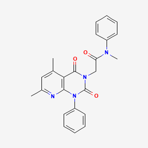 molecular formula C24H22N4O3 B11250732 2-(5,7-dimethyl-2,4-dioxo-1-phenyl-1,4-dihydropyrido[2,3-d]pyrimidin-3(2H)-yl)-N-methyl-N-phenylacetamide 